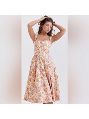 House of CB Saira Ivory Floral Midi dress
